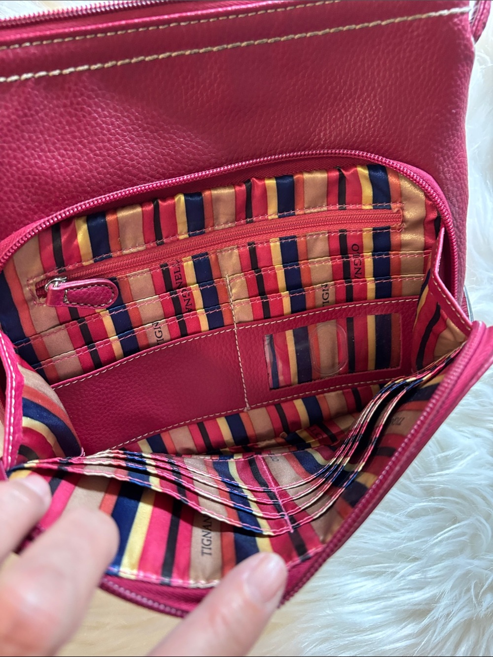 Tignanello Deep Raspberry Pebbled Leather Crossbody - Picture 2 of 6